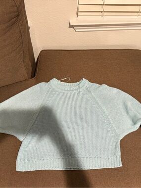 Harper Light Blue Cropped Knit Sweater